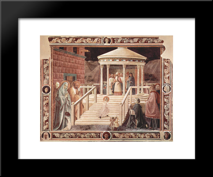 Scene Temple, Mary 20x24 Black Modern Wood Framed Art Print Poster by Uccello, Paolo