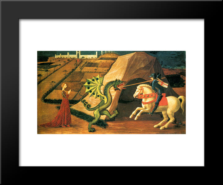 St.George And The Dragon 20x24 Black Modern Wood Framed Art Print Poster by Uccello, Paolo