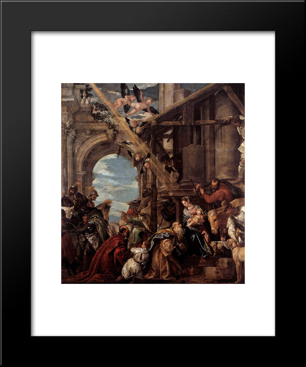Adoration Of The Magi 20x24 Black Modern Wood Framed Art Print Poster by Veronese, Paolo
