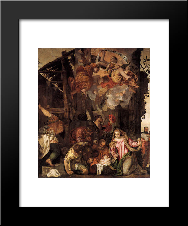 Adoration Of The Shepherds 20x24 Black Modern Wood Framed Art Print Poster by Veronese, Paolo