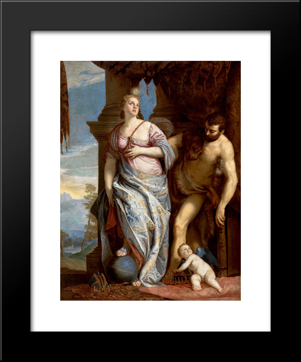 Allegory Of Wisdom And Strength( The Choice Of Hercules Or Hercules And Omphale) 20x24 Black Modern Wood Framed Art Print Poster by Veronese, Paolo