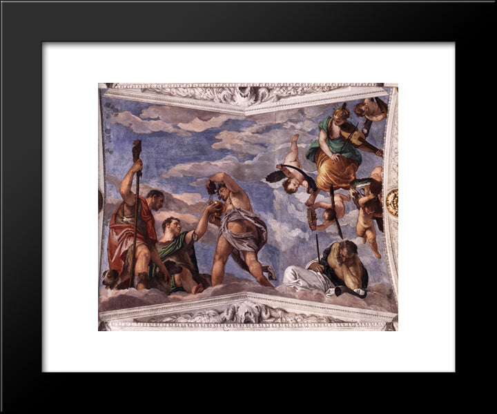 Bacchus, Vertumnus And Saturn 20x24 Black Modern Wood Framed Art Print Poster by Veronese, Paolo