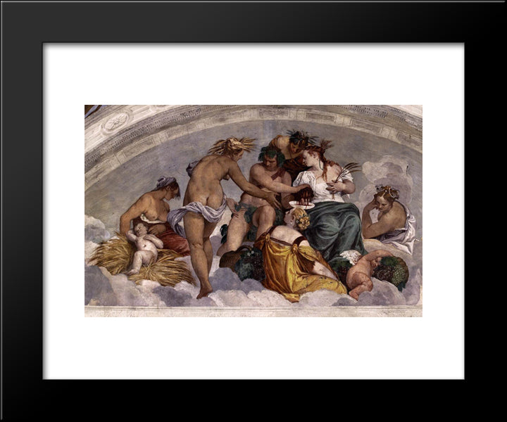 Bacchus And Ceres 20x24 Black Modern Wood Framed Art Print Poster by Veronese, Paolo