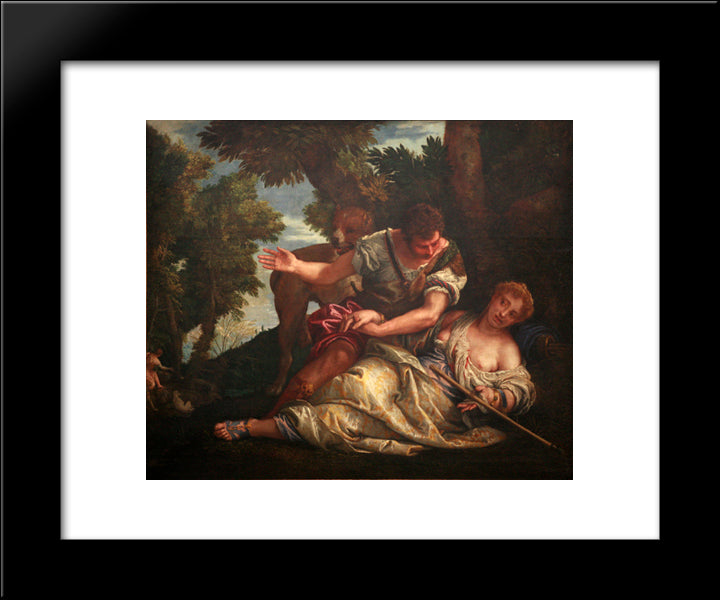 Cephalus And Procris 20x24 Black Modern Wood Framed Art Print Poster by Veronese, Paolo