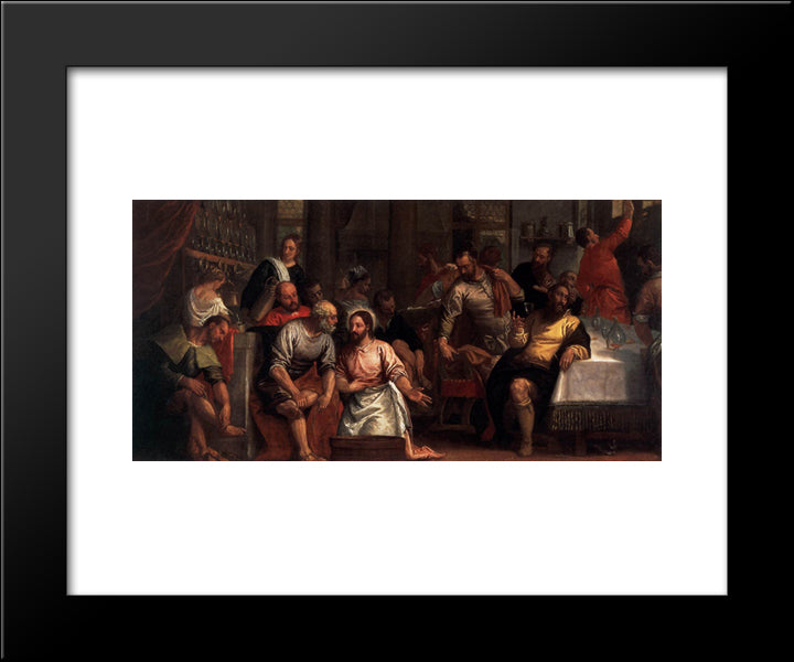 Christ Washing The Feet Of The Disciples 20x24 Black Modern Wood Framed Art Print Poster by Veronese, Paolo