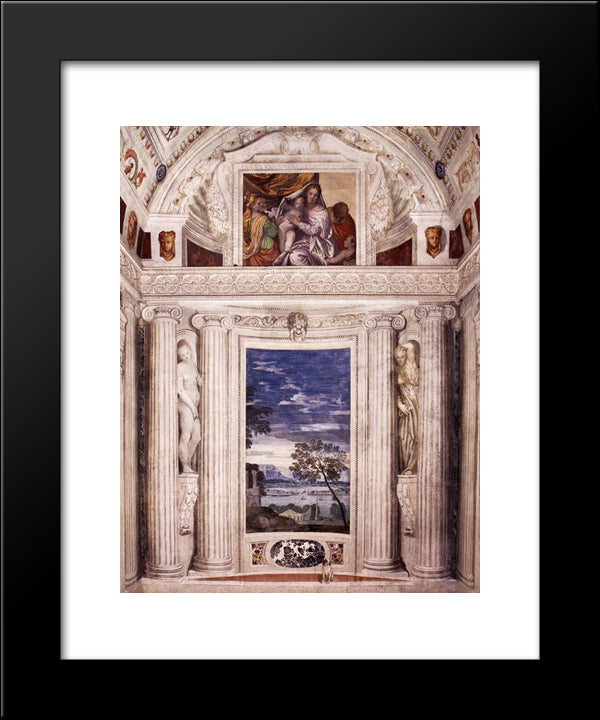 End Wall Of The Stanza Del Cane 20x24 Black Modern Wood Framed Art Print Poster by Veronese, Paolo