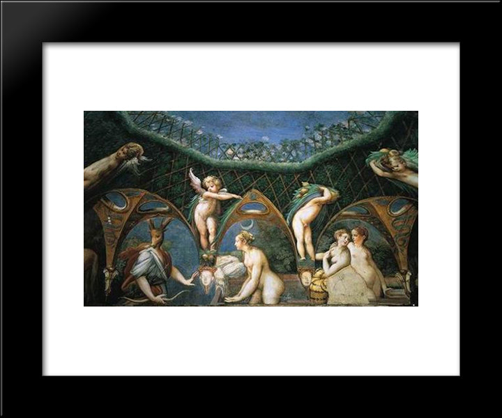 Actaeon 20x24 Black Modern Wood Framed Art Print Poster by Parmigianino