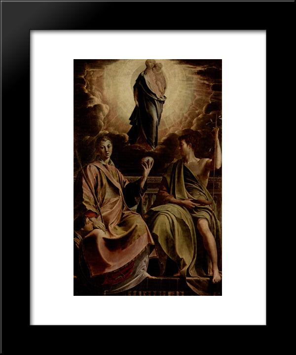 Madonna With St. Stephen And St. John The Baptist 20x24 Black Modern Wood Framed Art Print Poster by Parmigianino