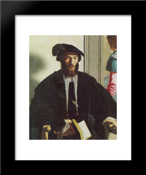 Portrait Of Gentleman G.B. Castaldi 20x24 Black Modern Wood Framed Art Print Poster by Parmigianino
