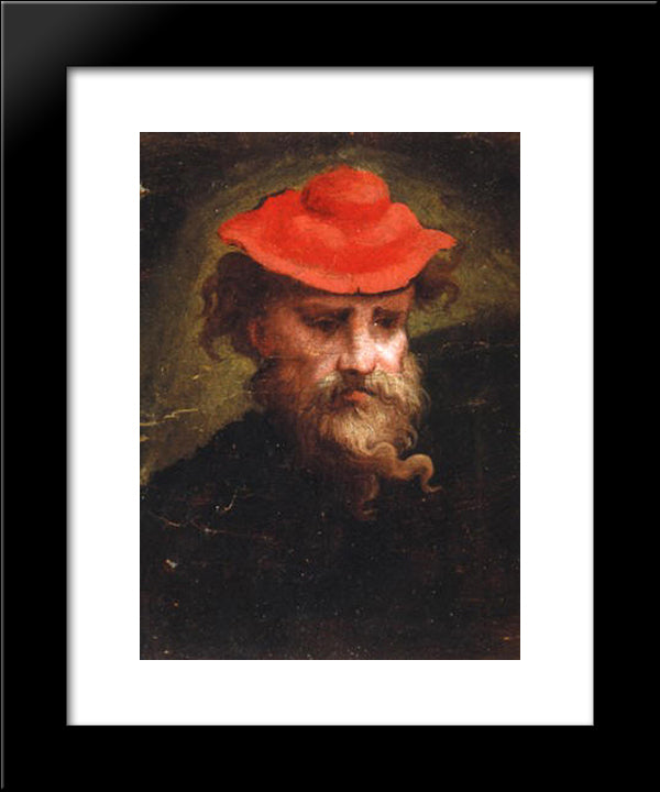 Self Portrait 20x24 Black Modern Wood Framed Art Print Poster by Parmigianino