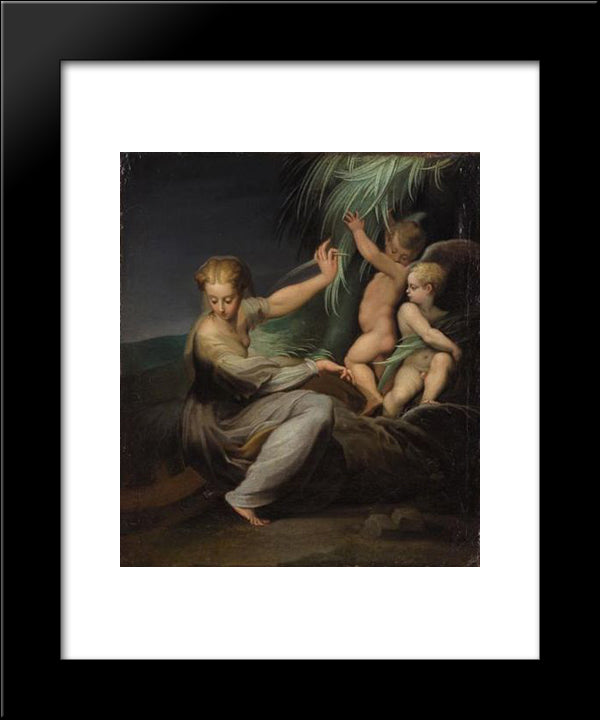 St. Catherine 20x24 Black Modern Wood Framed Art Print Poster by Parmigianino