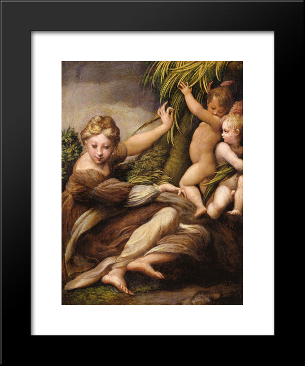 Virgin And Child With An Angel 20x24 Black Modern Wood Framed Art Print Poster by Parmigianino