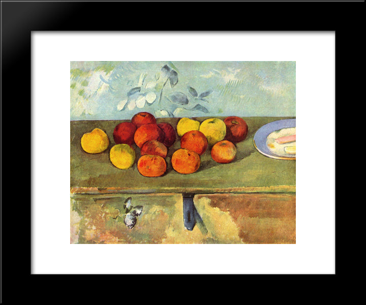 Apples And Biscuits 20x24 Black Modern Wood Framed Art Print Poster by Cezanne, Paul