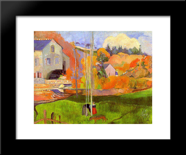 A Breton Landscape. David'S Mill. 20x24 Black Modern Wood Framed Art Print Poster by Gauguin, Paul