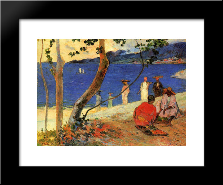 A Seashore 20x24 Black Modern Wood Framed Art Print Poster by Gauguin, Paul