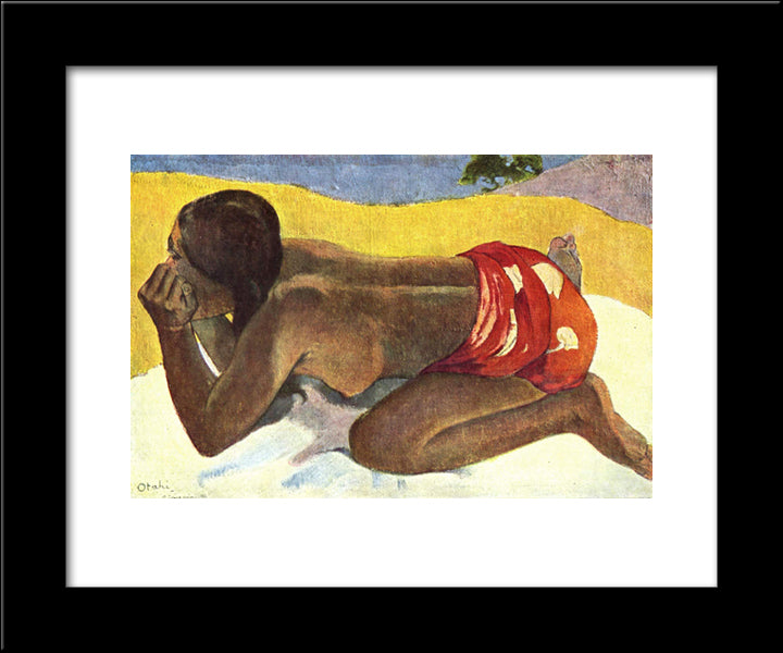 Alone 20x24 Black Modern Wood Framed Art Print Poster by Gauguin, Paul
