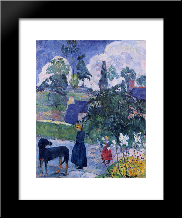 Among The Lillies 20x24 Black Modern Wood Framed Art Print Poster by Gauguin, Paul