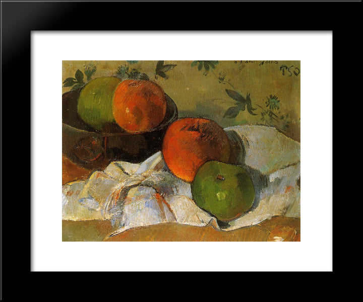 Apples In Bowl 20x24 Black Modern Wood Framed Art Print Poster by Gauguin, Paul