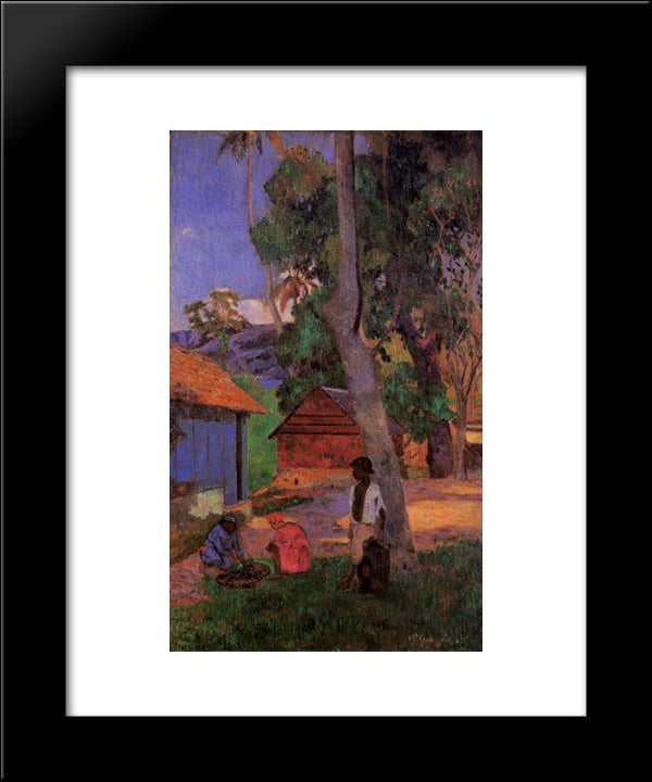 Around The Huts 20x24 Black Modern Wood Framed Art Print Poster by Gauguin, Paul
