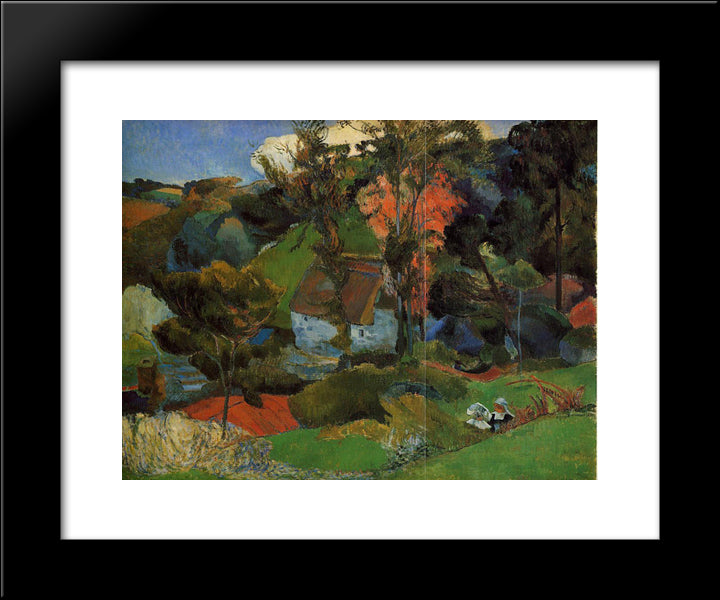 Aven Running Through Pont-Aven 20x24 Black Modern Wood Framed Art Print Poster by Gauguin, Paul