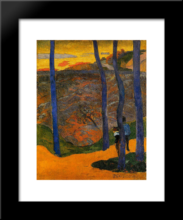 Blue Trees 20x24 Black Modern Wood Framed Art Print Poster by Gauguin, Paul