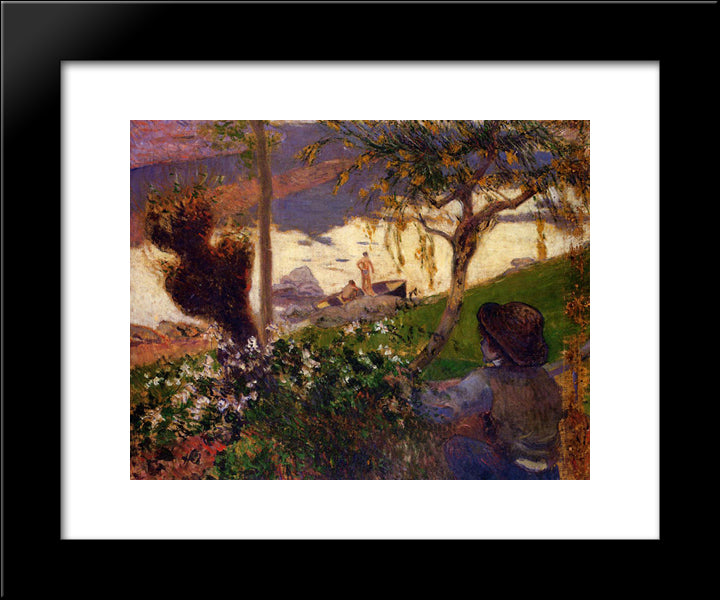 Breton Boy By The Aven River 20x24 Black Modern Wood Framed Art Print Poster by Gauguin, Paul