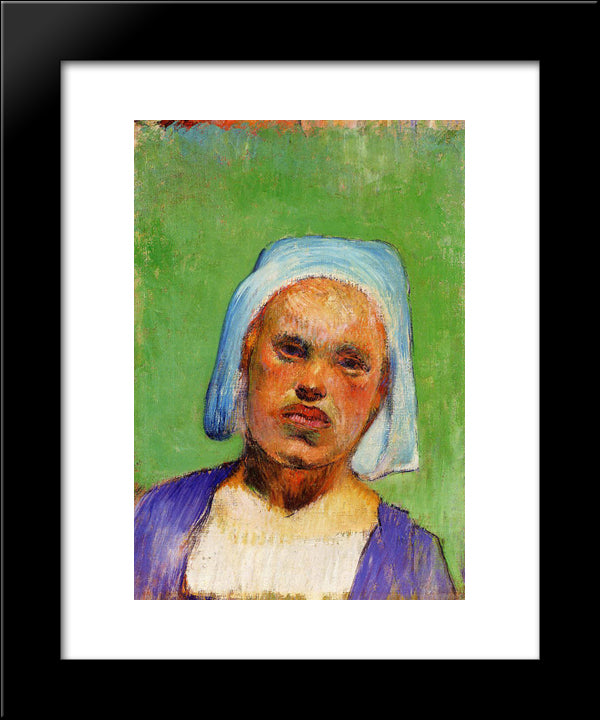 Head Of A Breton (Marie Louarn) 20x24 Black Modern Wood Framed Art Print Poster by Gauguin, Paul