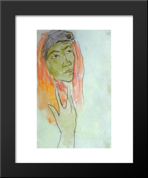 Head Of A Woman 20x24 Black Modern Wood Framed Art Print Poster by Gauguin, Paul