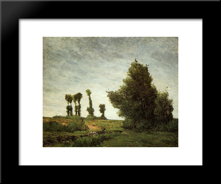 Landscape With Poplars 20x24 Black Modern Wood Framed Art Print Poster by Gauguin, Paul