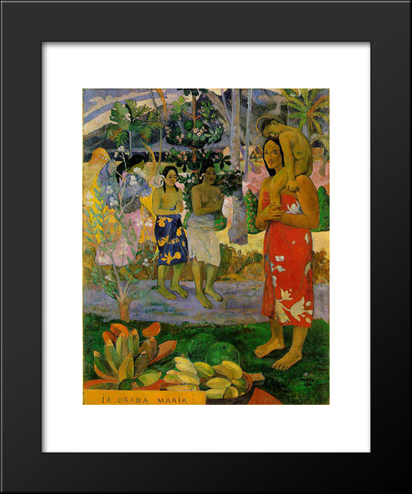 Orana Maria (We Hail Thee Mary) 20x24 Black Modern Wood Framed Art Print Poster by Gauguin, Paul