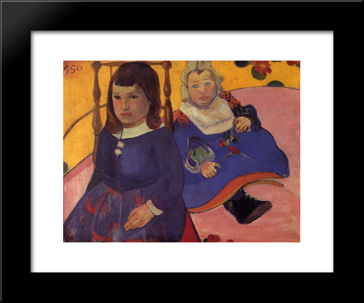 Portrait Of Two Children (Paul And Jean Schuffneker) 20x24 Black Modern Wood Framed Art Print Poster by Gauguin, Paul