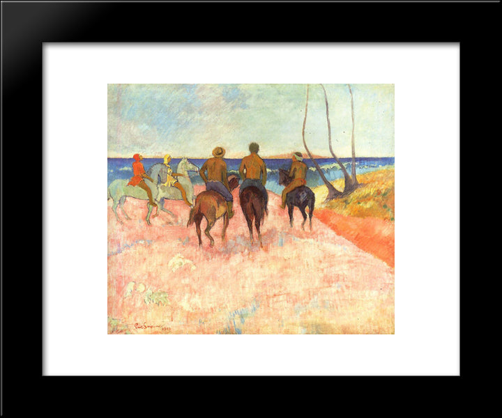 Riders On The Beach 20x24 Black Modern Wood Framed Art Print Poster by Gauguin, Paul