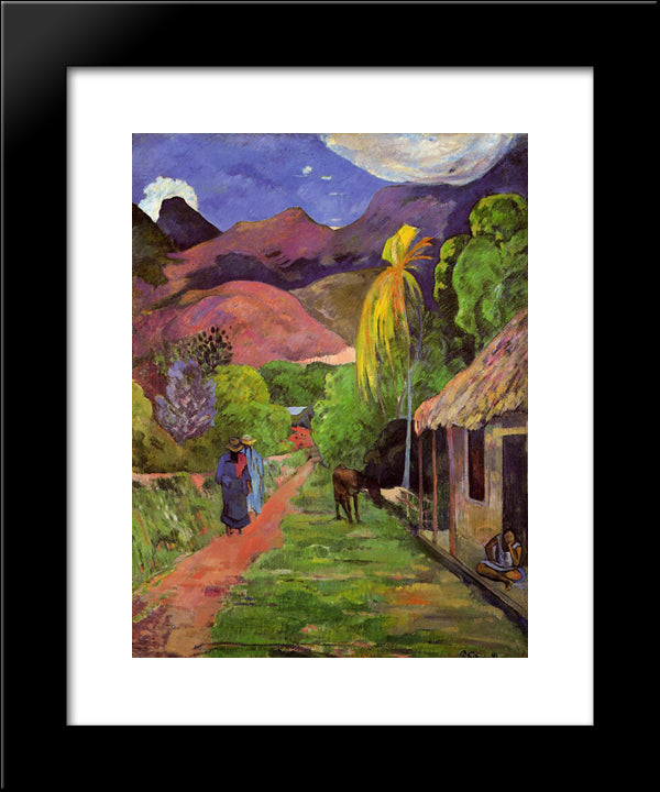 Road In Tahiti 20x24 Black Modern Wood Framed Art Print Poster by Gauguin, Paul