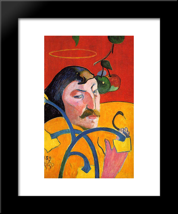 Self Portrait With Halo 20x24 Black Modern Wood Framed Art Print Poster by Gauguin, Paul
