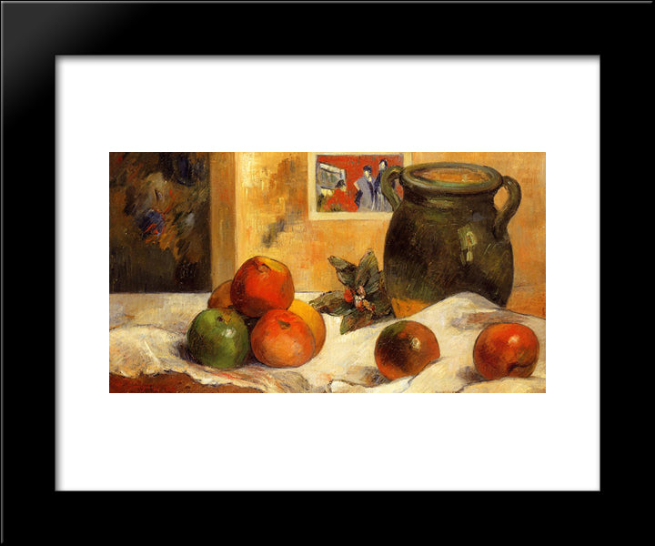 Still Life With Japanese Print 20x24 Black Modern Wood Framed Art Print Poster by Gauguin, Paul