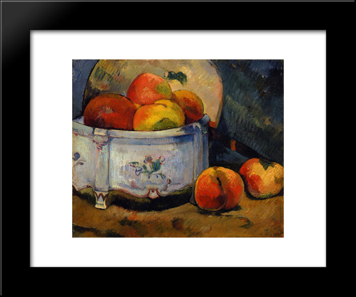 Still Life With Peaches 20x24 Black Modern Wood Framed Art Print Poster by Gauguin, Paul