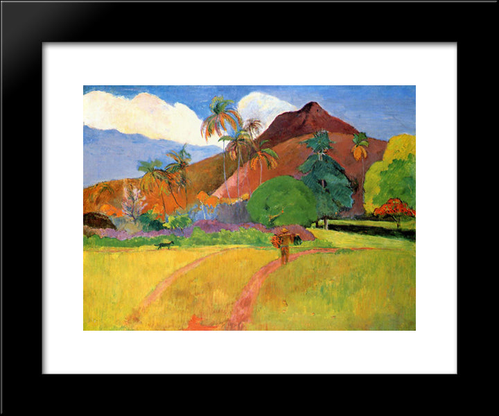 Tahitian Mountains 20x24 Black Modern Wood Framed Art Print Poster by Gauguin, Paul