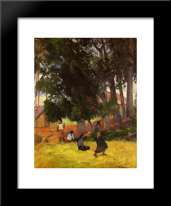 Tahitian Village 20x24 Black Modern Wood Framed Art Print Poster by Gauguin, Paul