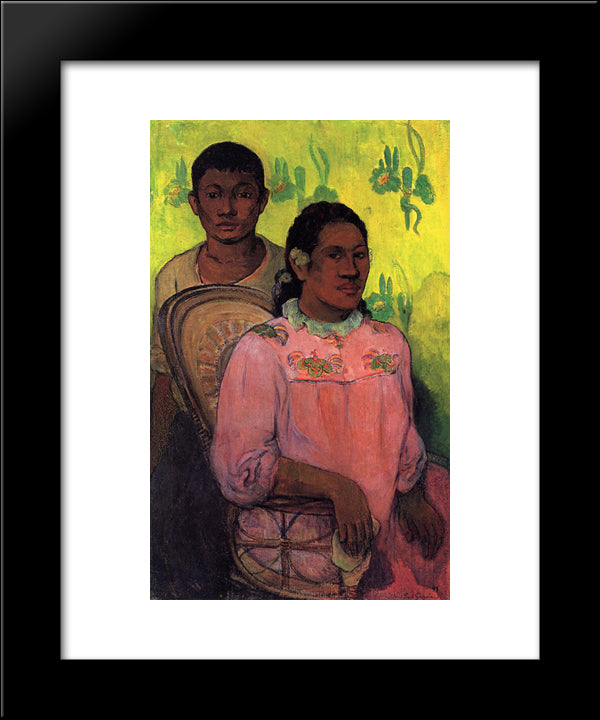 Tahitian Woman And Boy 20x24 Black Modern Wood Framed Art Print Poster by Gauguin, Paul