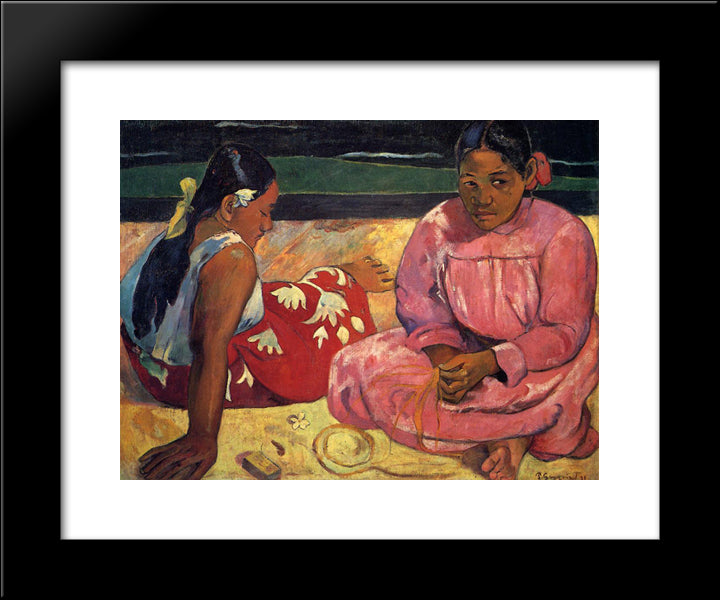 Tahitian Women 20x24 Black Modern Wood Framed Art Print Poster by Gauguin, Paul