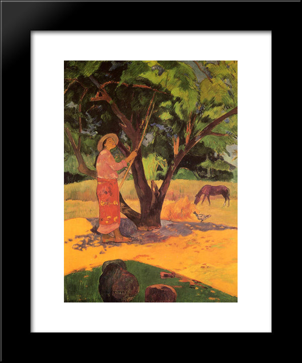 The Lemon Picker 20x24 Black Modern Wood Framed Art Print Poster by Gauguin, Paul