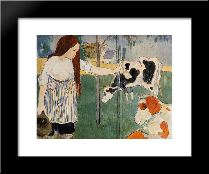 The Milkmaid 20x24 Black Modern Wood Framed Art Print Poster by Gauguin, Paul