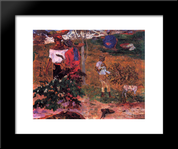 Tropical Conversation 20x24 Black Modern Wood Framed Art Print Poster by Gauguin, Paul