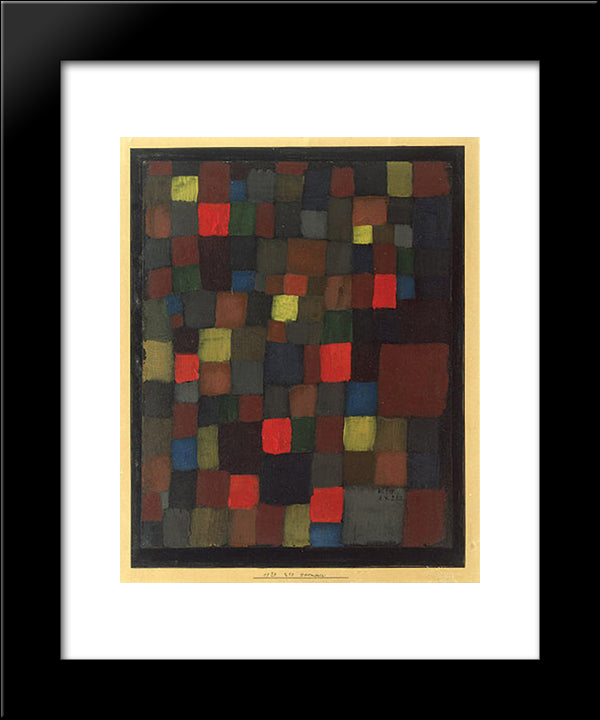 Abstract Colour Harmony In Squares With Vermillion Accents 20x24 Black Modern Wood Framed Art Print Poster by Klee, Paul