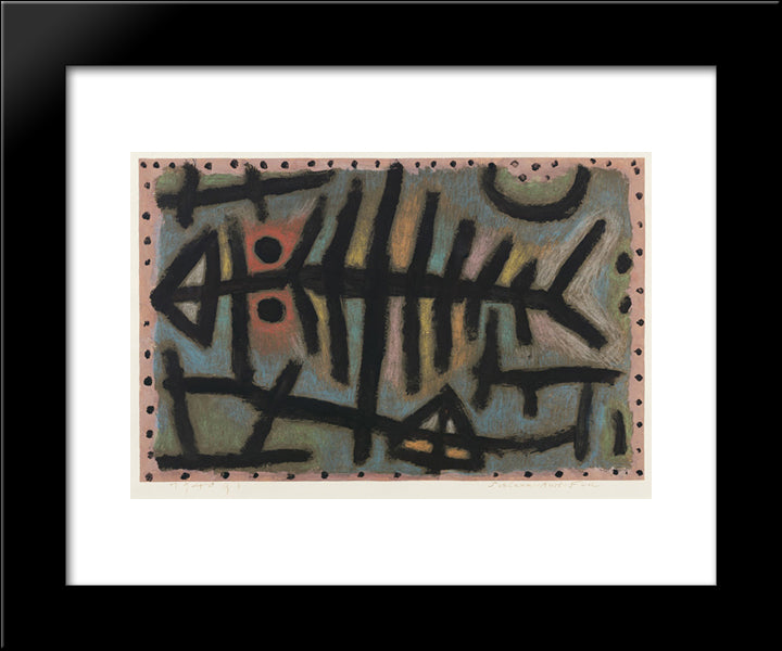 Mess Of Fish 20x24 Black Modern Wood Framed Art Print Poster by Klee, Paul