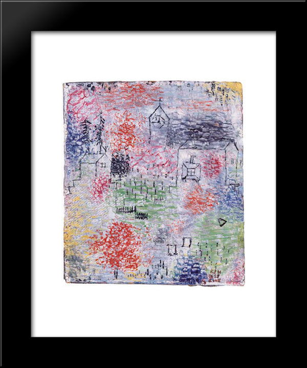 Small Landscape With The Village Church 20x24 Black Modern Wood Framed Art Print Poster by Klee, Paul