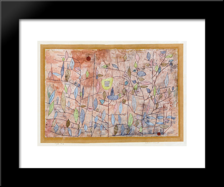 Sparse Foliage 20x24 Black Modern Wood Framed Art Print Poster by Klee, Paul