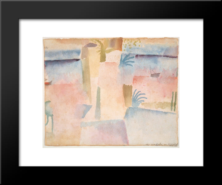 View Towards The Port Of Hammamet 20x24 Black Modern Wood Framed Art Print Poster by Klee, Paul