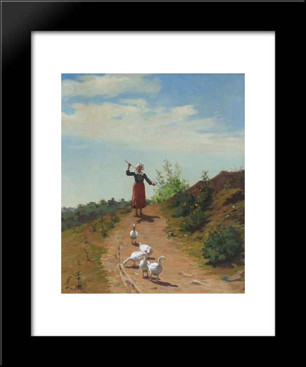 Bringing Home The Flock 20x24 Black Modern Wood Framed Art Print Poster by Peel, Paul
