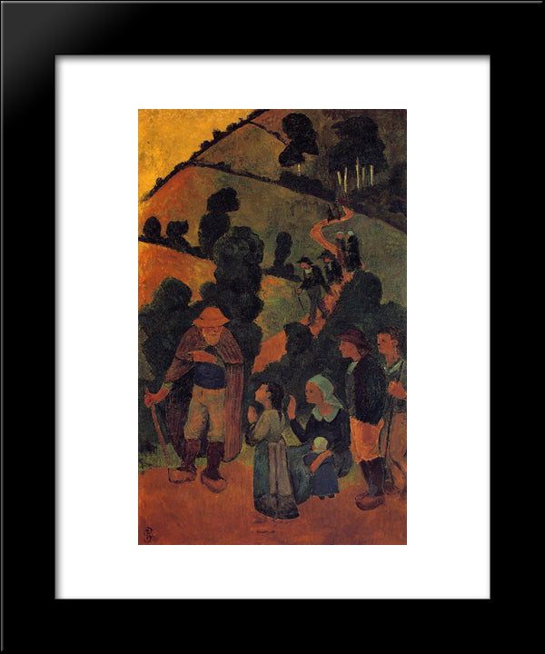 Bretons On A Path 20x24 Black Modern Wood Framed Art Print Poster by Serusier, Paul